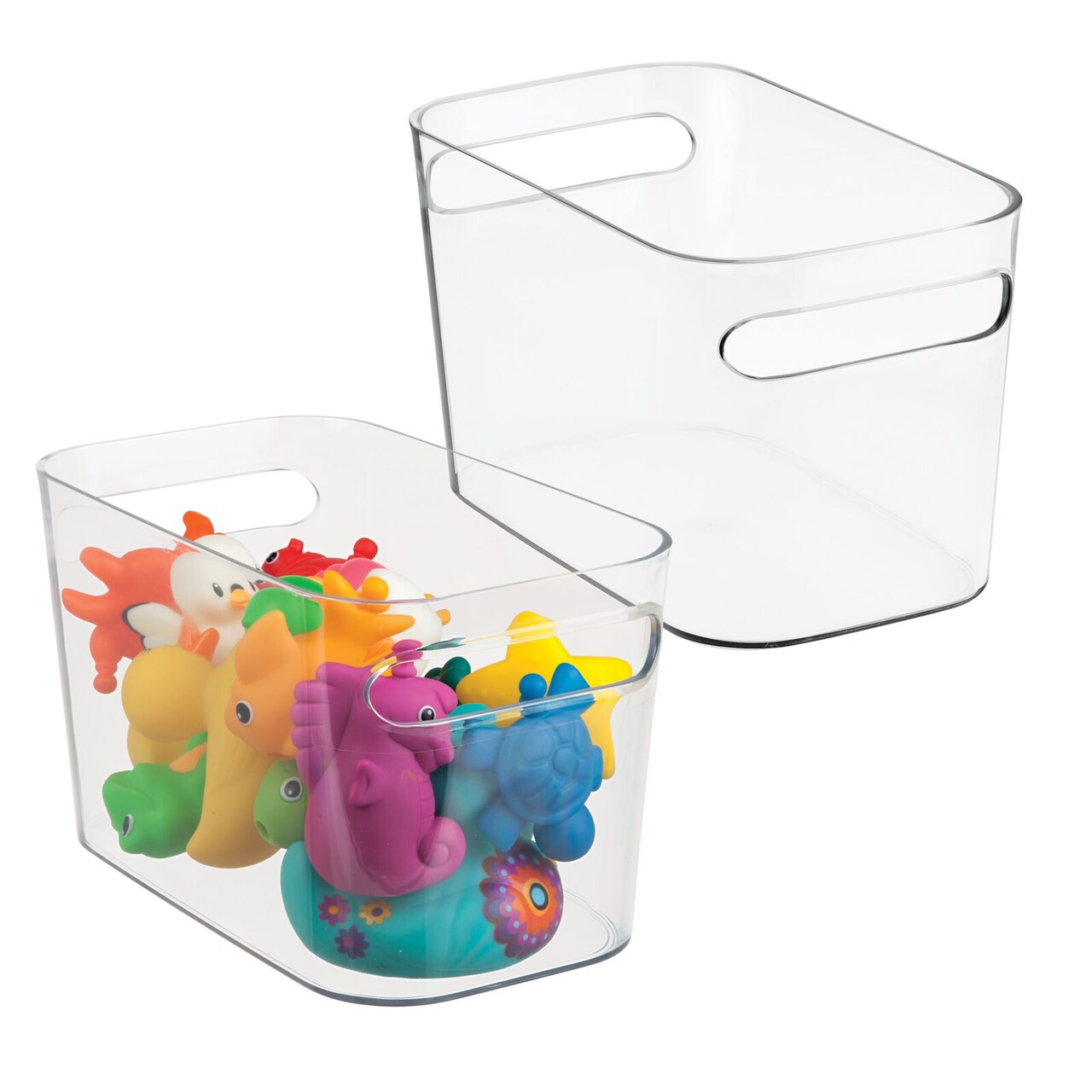 mDesign Plastic Kids Toy Box Storage Organizer Tote Bin, 10" Long, 2 Pack